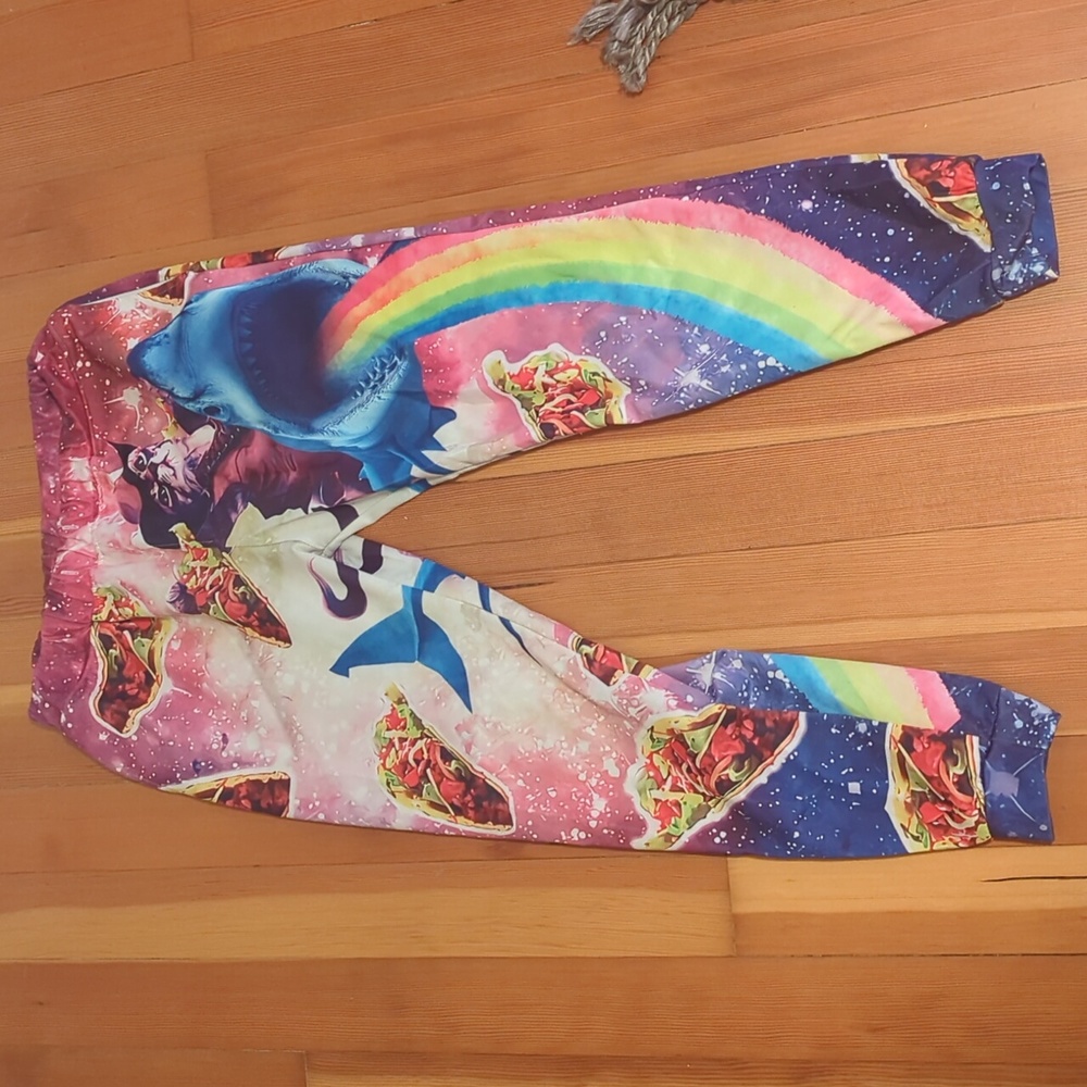 Tacocat Pants Shark Rainbow Galaxy Medium